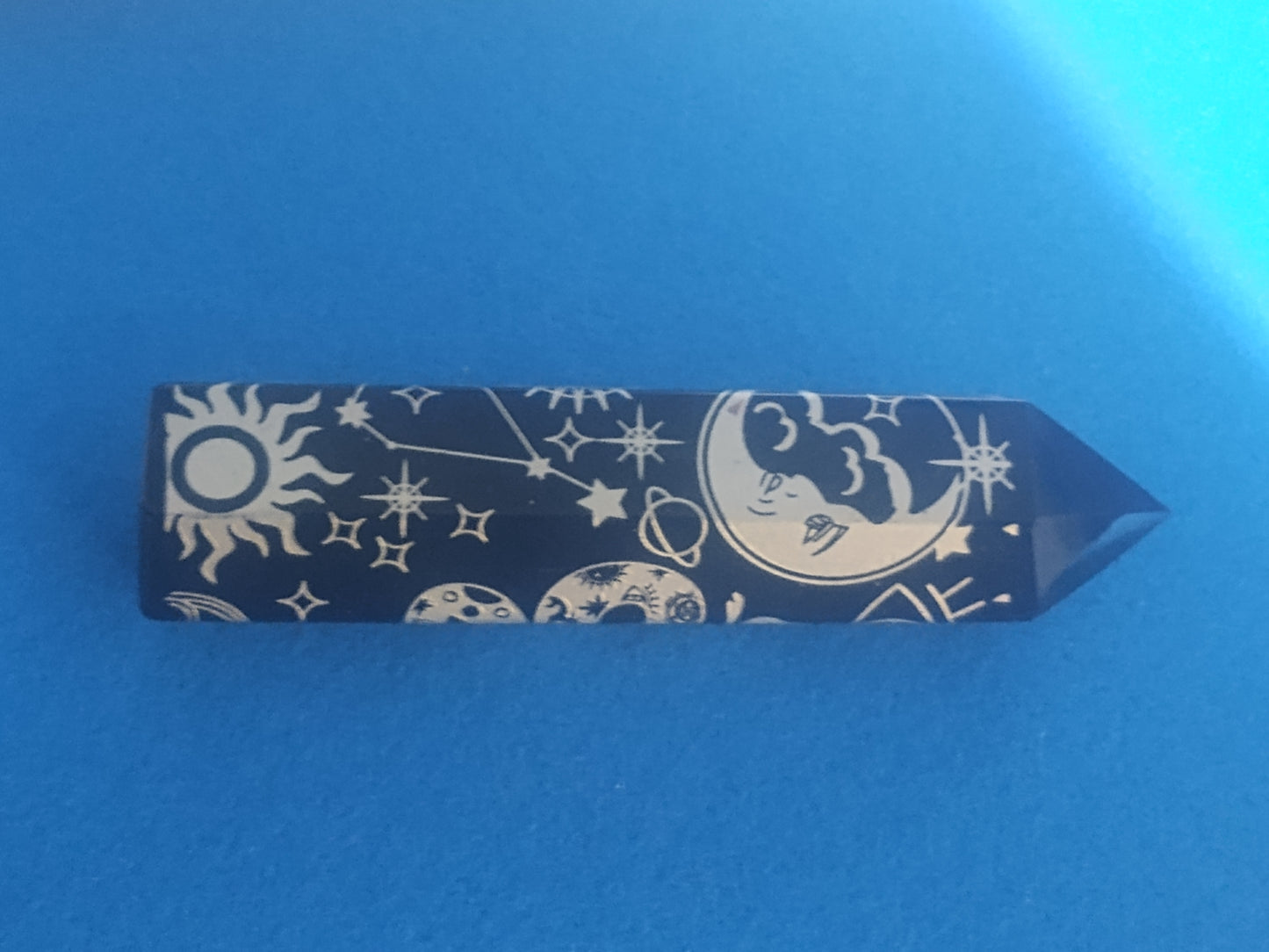 Engraved Black Obsidian Tower