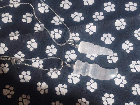 18" necklace with 1.5" Selenite Pendant. Choose of Twisted or Dagger